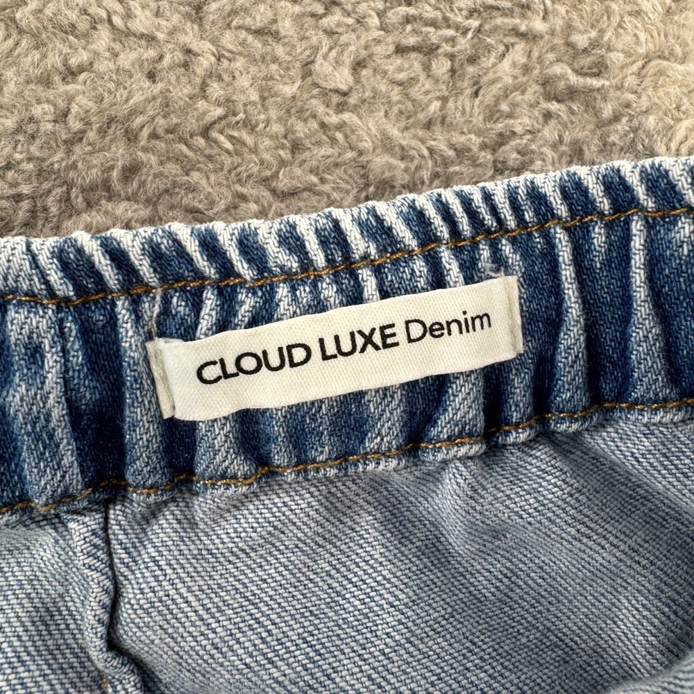 OAT New York Cloud Luxe Denim Wide Leg Elastic Waist Pants Light Wash Size 2 26 - Picture 3 of 10